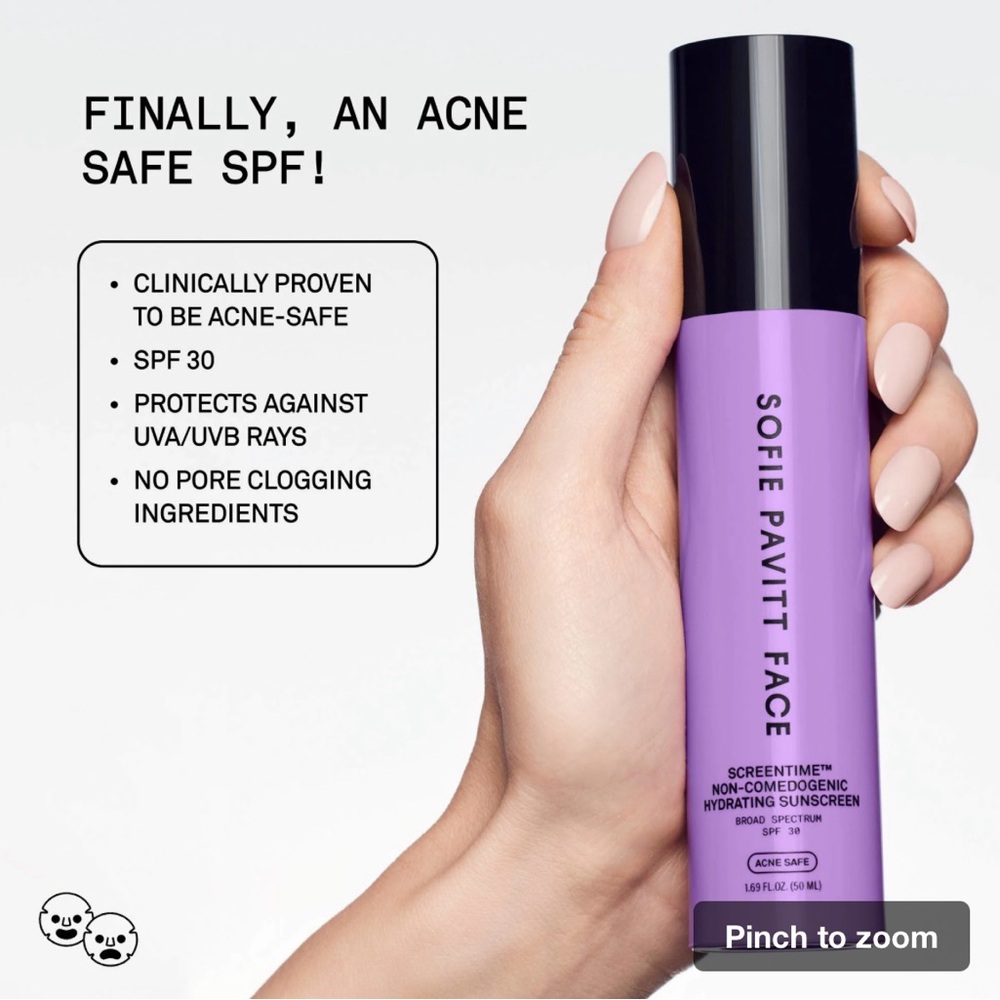 NIB Sofie Pavitt Face Screentime Acne Safe Sunscreen SPF30 .33 fl oz - Picture 6 of 6